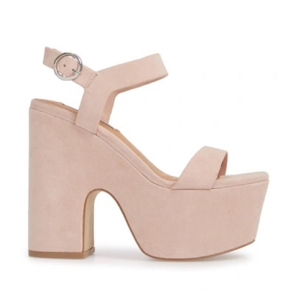 RARE Steve Madden Advice Suede Platform Sandal In Blush Size 7 - Picture 2 of 16